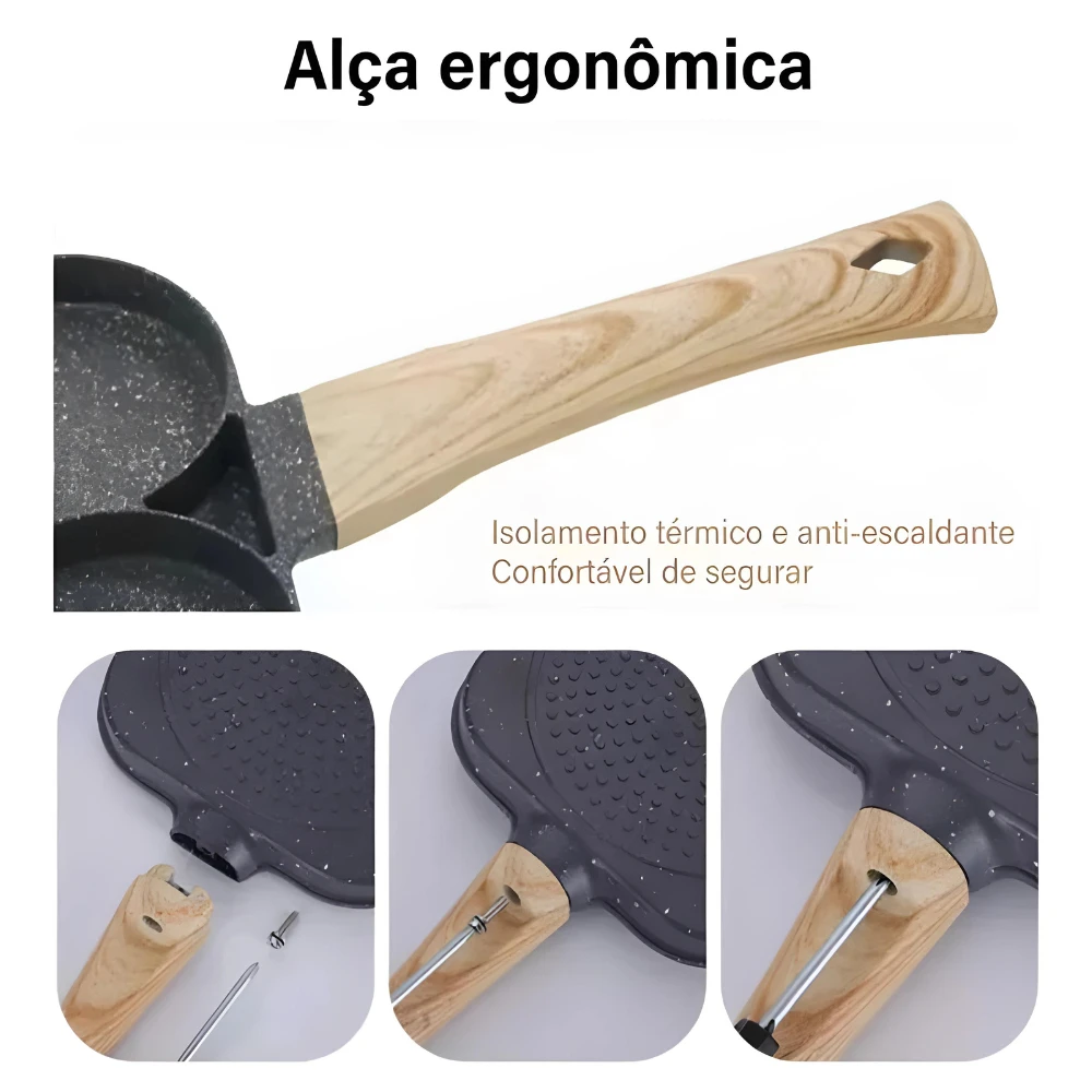 Frigideira Antiaderente 3 Divisórias em uso